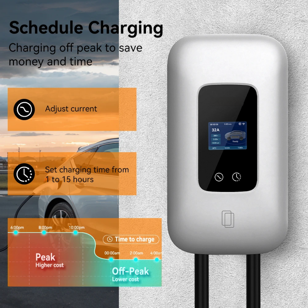 Cargador EV 7kW Wallbox Gris – 32A Monofásico – Tipo 2 – Control por App