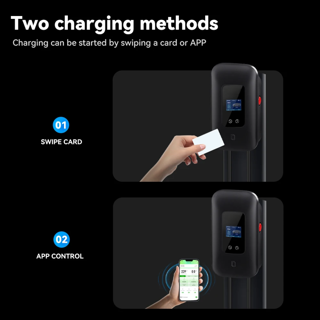 Cargador EV 7kW Wallbox Negro – 32A Monofásico – Tipo 2 – Control por App