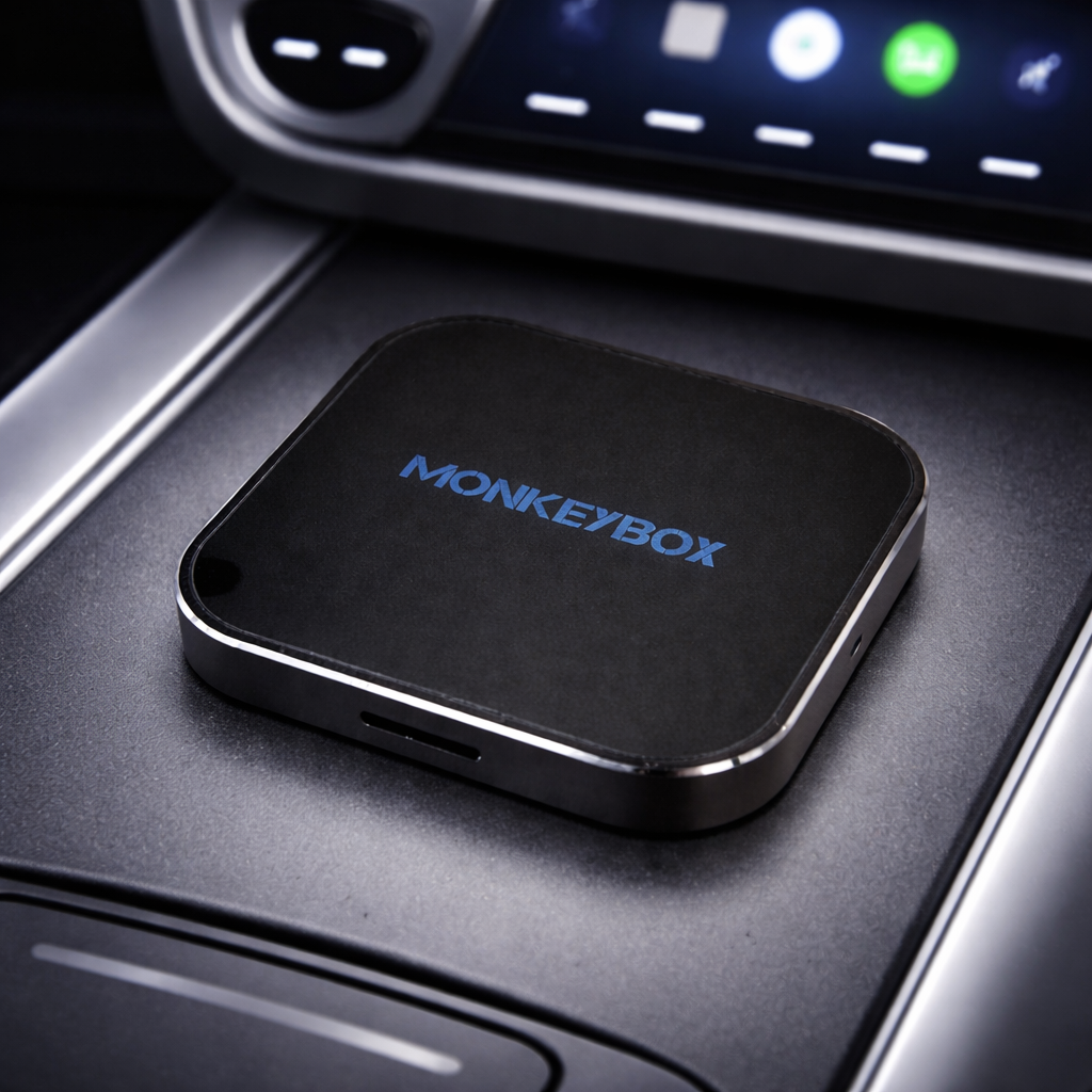 MonkeyBox – Draadloze CarPlay & Android Auto met Netflix & YouTube