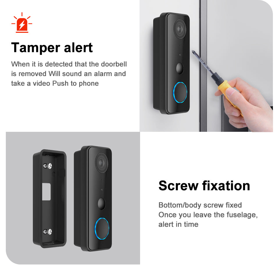 Slimme Video Deurbel op Batterij  HD 160° -  Nachtzicht - PIR & Human Detection - Alexa & Google