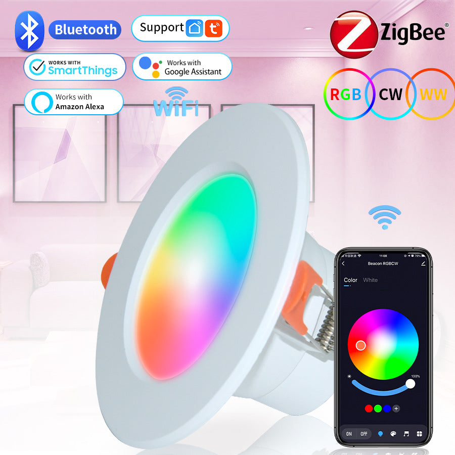 💡 Foco empotrable inteligente RGB WiFi – Regulable | RGB + blanco cálido y frío | Tuya Smart / Smart Life | Alexa y Google Assistant