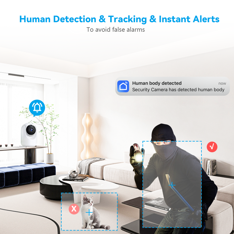 Slimme 4MP WiFi Binnencamera – Pan & Tilt – Nachtzicht – Bewegingsdetectie – Tuya Smart / Smart Life – App & Spraakbediening