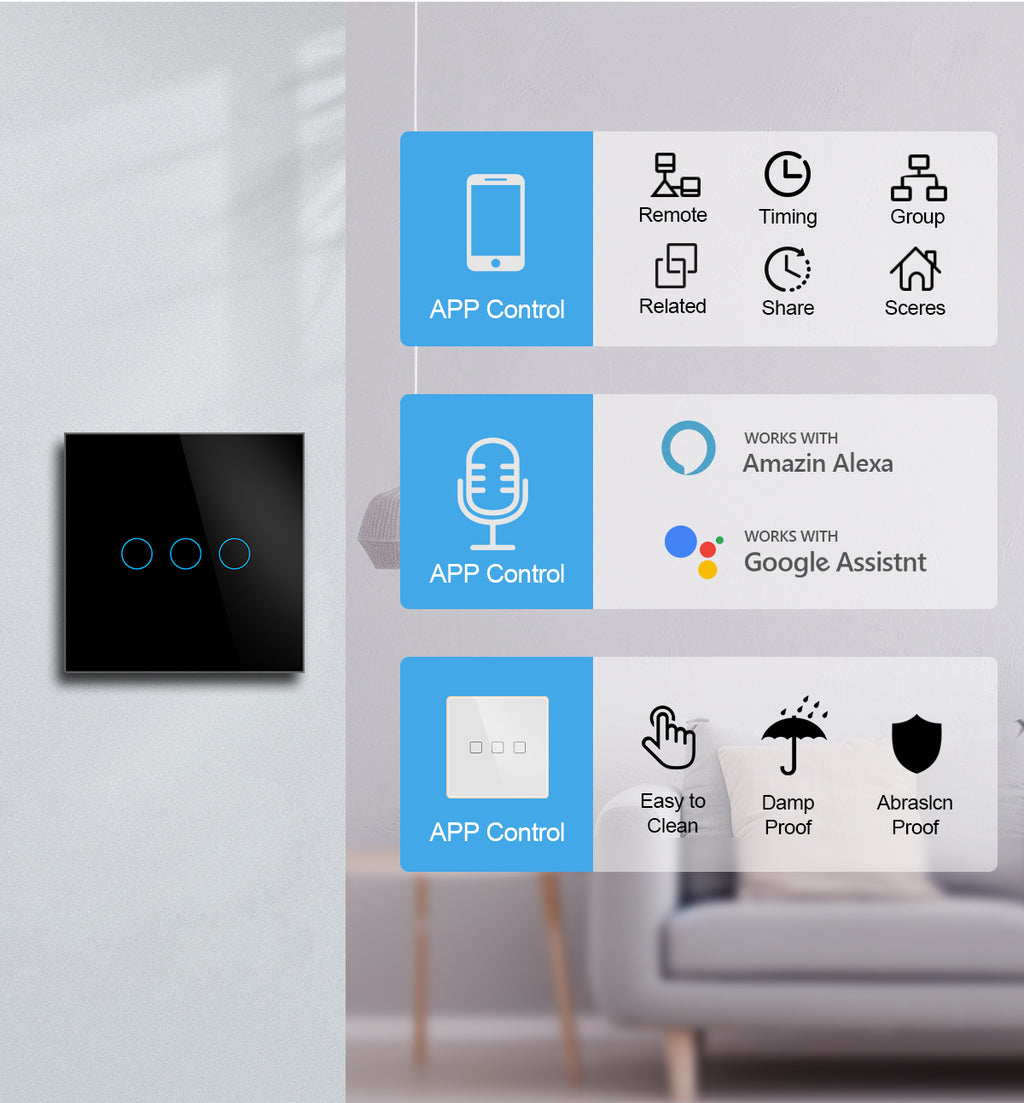 Smart Wall Switch 1-Gang – WiFi / Zigbee Lichtschakelaar | Tuya Smart Life