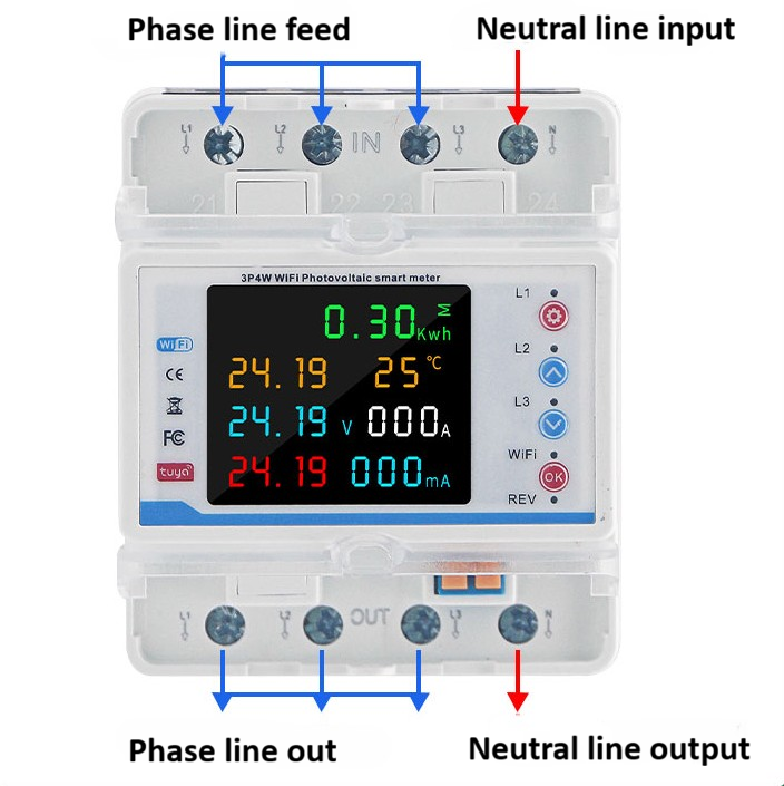 Slimme WiFi energiemeter 100A DIN rail kWh meter met app 230V 400V