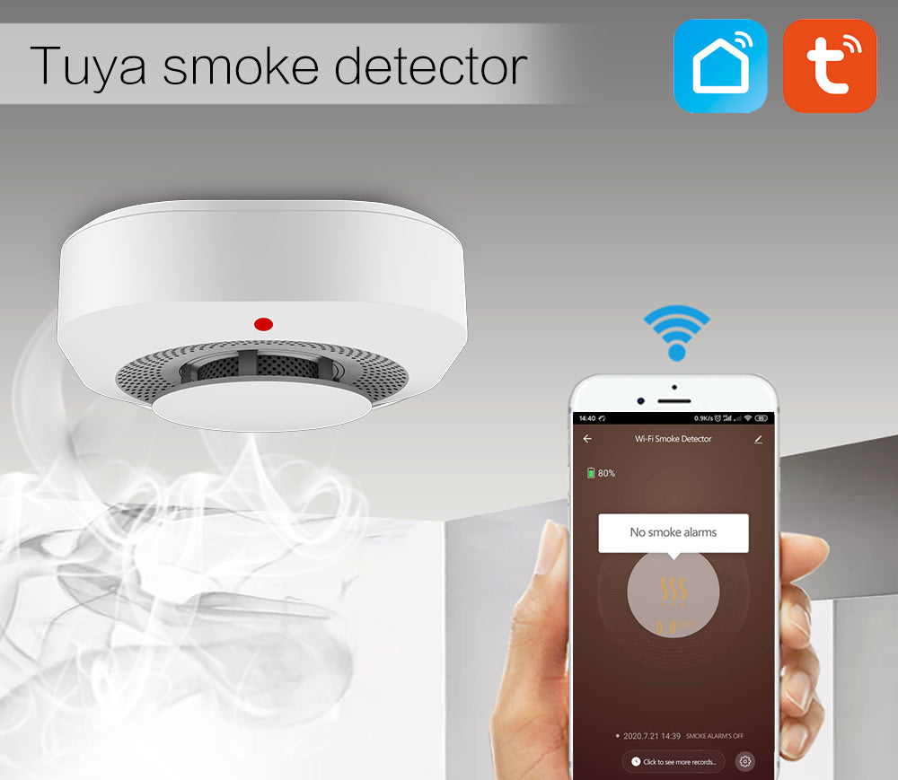 Slimme Rookmelder WiFi of Zigbee - 80dB Alarm - LED Indicatie - App Meldingen - Batterij