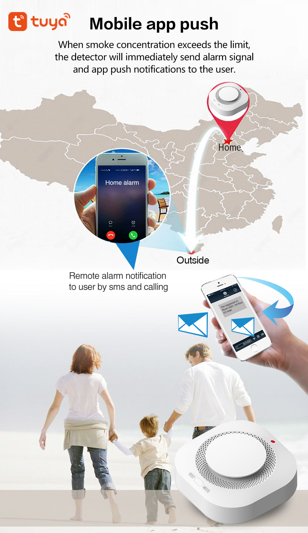 Slimme Rookmelder WiFi of Zigbee - 80dB Alarm - LED Indicatie - App Meldingen - Batterij