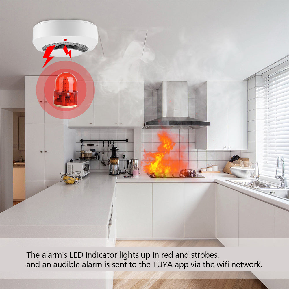 Slimme Rookmelder WiFi of Zigbee - 80dB Alarm - LED Indicatie - App Meldingen - Batterij