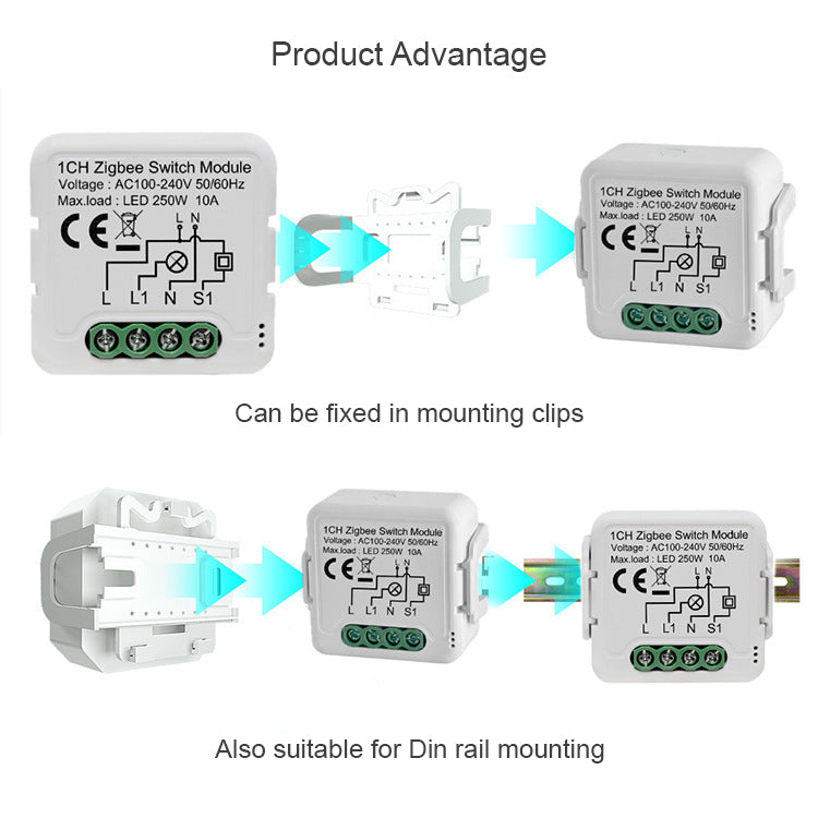 Zigbee Smart Switch Module 1CH – Mini Inbouw Schakelaar – Tuya Smart Life – 10A