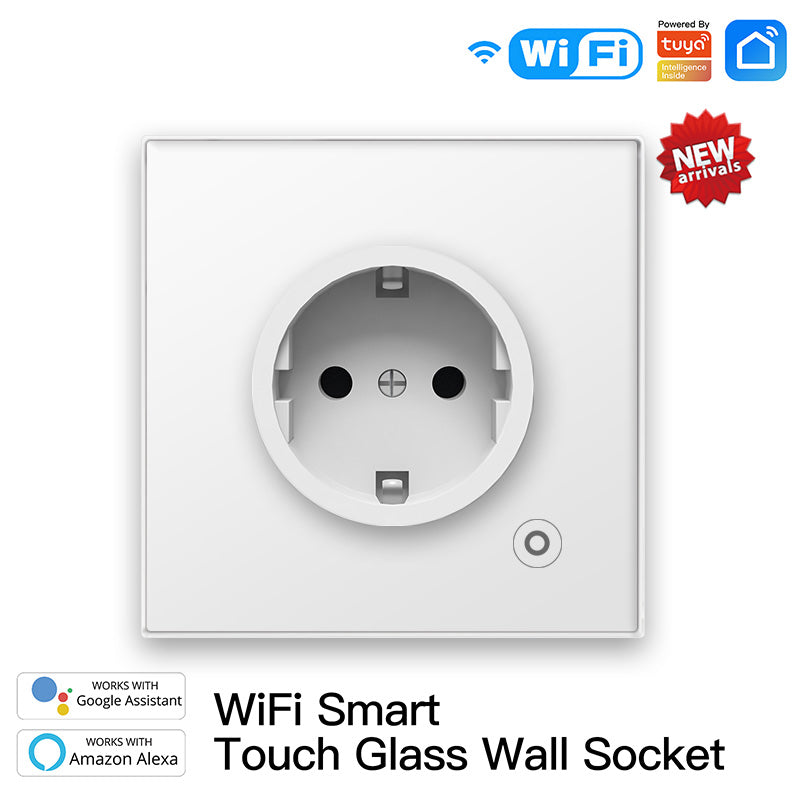 WiFi Smart Wall Socket EU – Touch Glass Socket – Tuya Smart Life – 16A 3000W