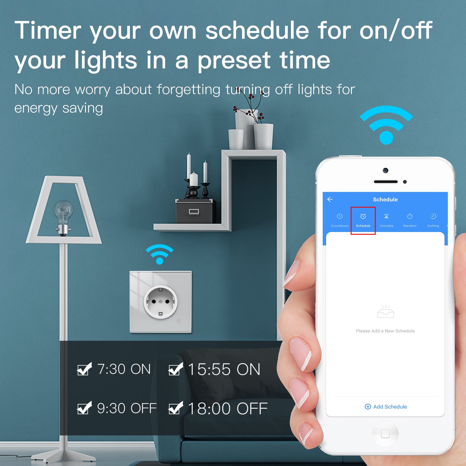 WiFi Smart Wall Socket EU – Touch Glass Socket – Tuya Smart Life – 16A 3000W