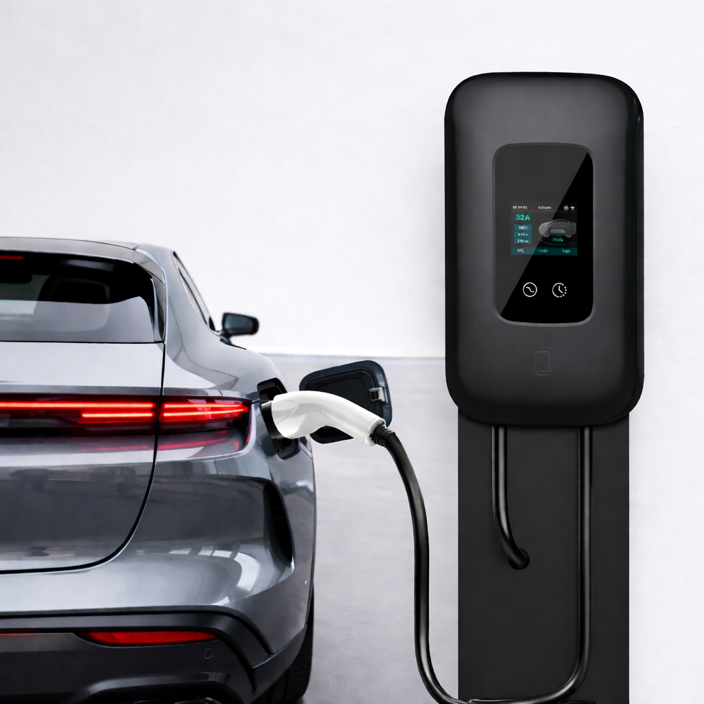 Cargador EV 7kW Wallbox Negro – 32A Monofásico – Tipo 2 – Control por App