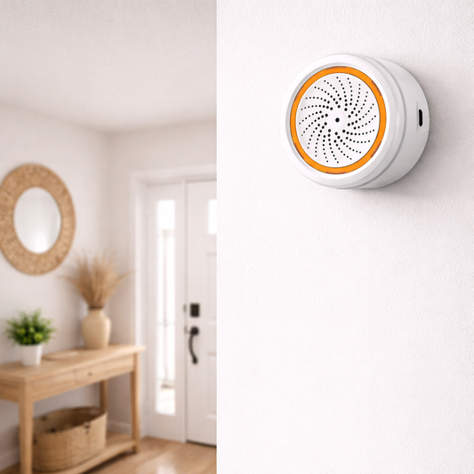 Zigbee/WiFi Slimme Sirene met Licht - Geluidsalarm - LED Waarschuwing - Temp & Luchtvochtigheid - USB - Tuya